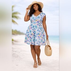 Floral Cottage Core Fit & Flare Dress 18/20 Bloomcore Sundress Plus Size